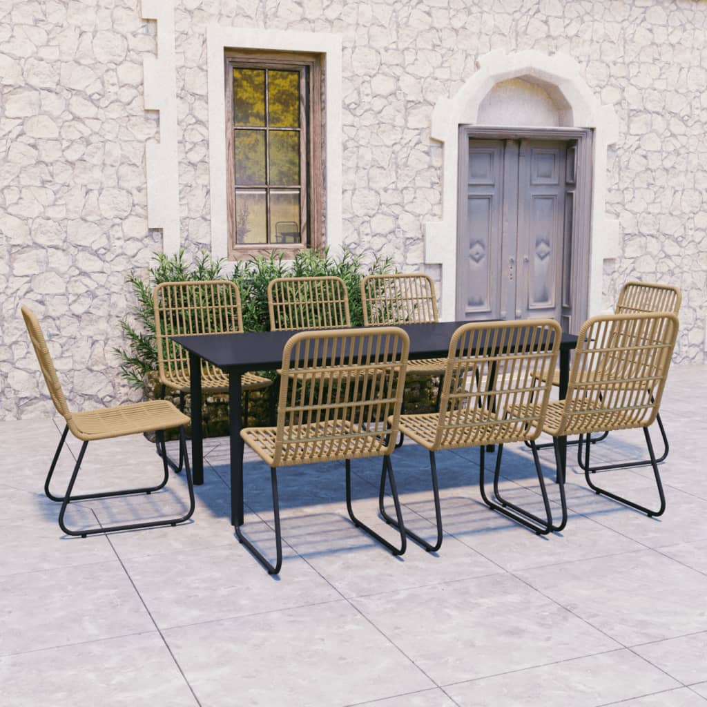 vidaXL Patio Dining Set Seat Black/Oak and Black 3/5/7/9 Piece Multi Sizes-16