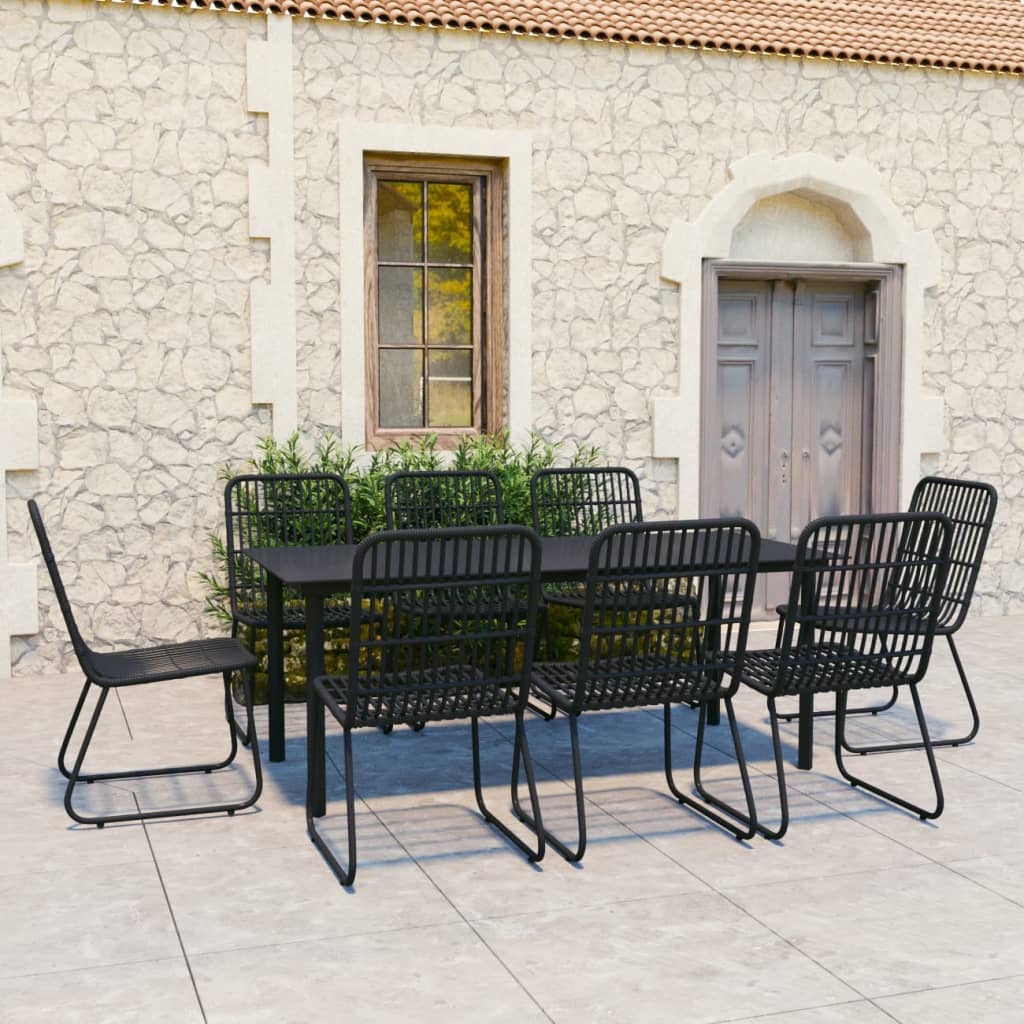 vidaXL Patio Dining Set Seat Black/Oak and Black 3/5/7/9 Piece Multi Sizes-5