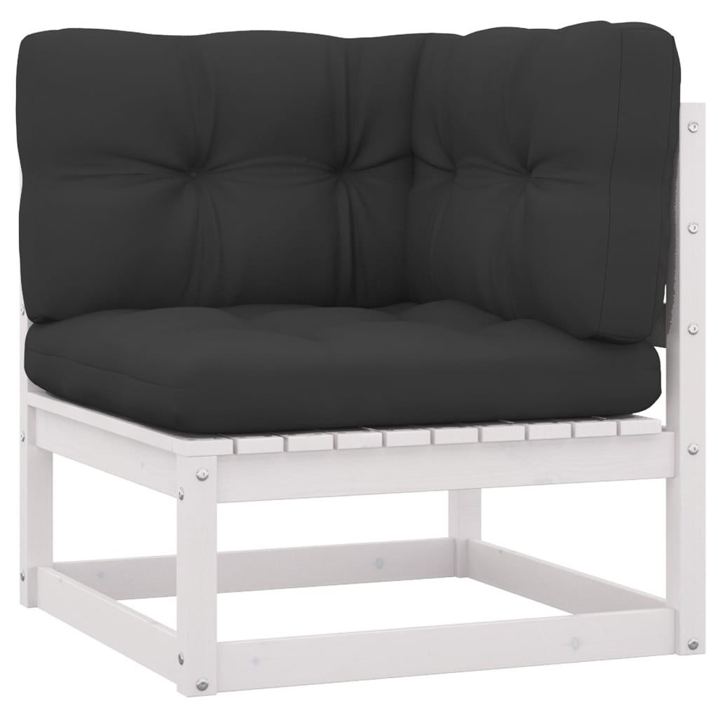 vidaXL 12 Piece Patio Lounge Set with Cushions White Solid Pinewood-2