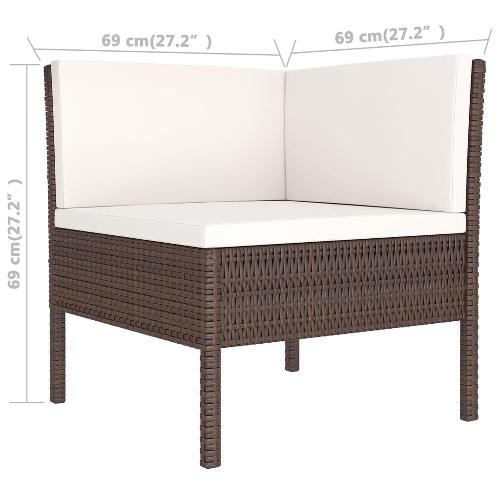 vidaXL 12 Piece Patio Lounge Set with Cushions Poly Rattan Brown-4