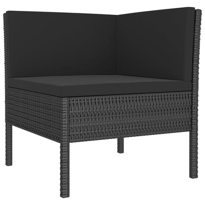 vidaXL 14 Piece Patio Lounge Set with Cushions Poly Rattan Black-1