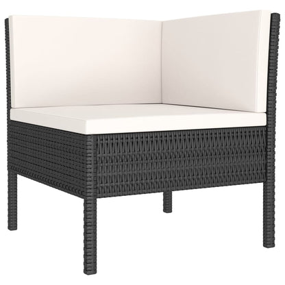 vidaXL 11 Piece Patio Lounge Set with Cushions Poly Rattan Black-3