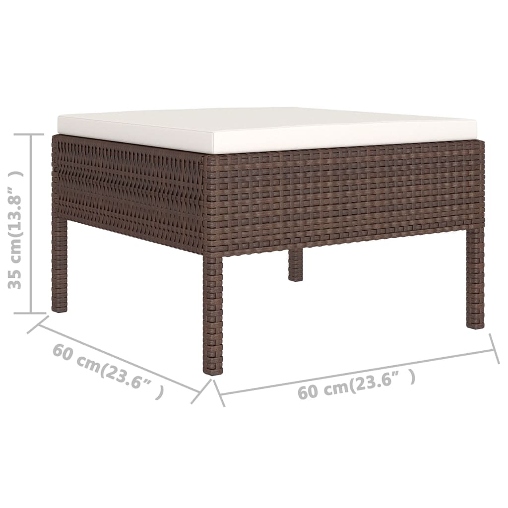 vidaXL 12 Piece Patio Lounge Set with Cushions Poly Rattan Brown-4
