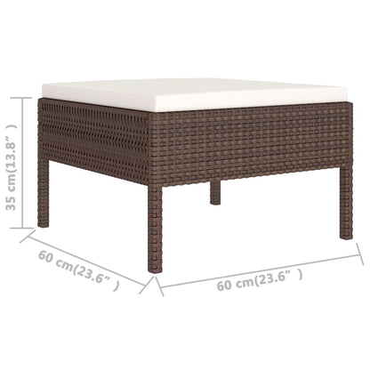 vidaXL 12 Piece Patio Lounge Set with Cushions Poly Rattan Brown-4
