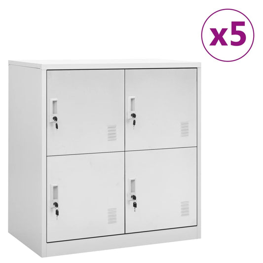 vidaXL Locker Cabinets 5 pcs Light Gray 35.4"x17.7"x36.4" Steel-0