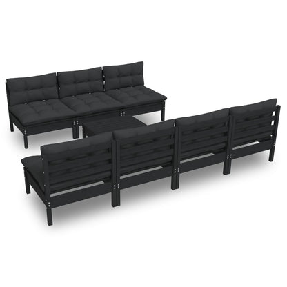 vidaXL Solid Pinewood Patio Lounge Set 8 Piece with Cushions Multi Colors-4