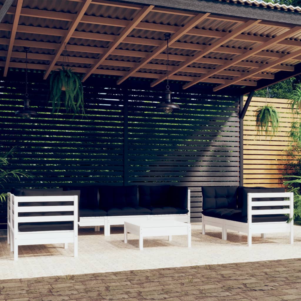 vidaXL Solid Pinewood Patio Lounge Set 8 Piece with Cushions Multi Colors-1