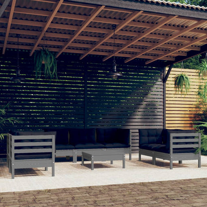 vidaXL Solid Pinewood Patio Lounge Set 8 Piece with Cushions Multi Colors-8