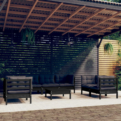 vidaXL Solid Pinewood Patio Lounge Set 8 Piece with Cushions Multi Colors-5