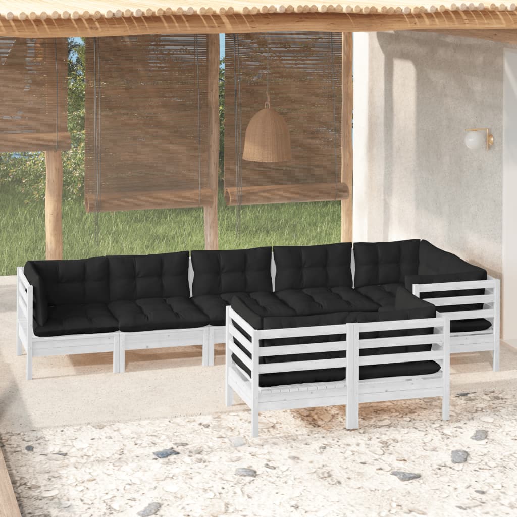 vidaXL Solid Pinewood Patio Lounge Set 8 Piece with Cushions Multi Colors-9