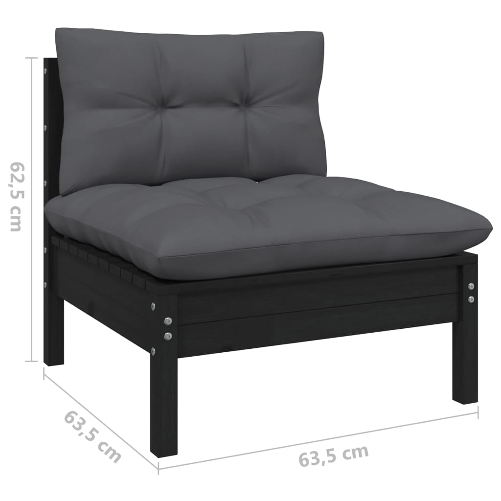 vidaXL Solid Pinewood Patio Lounge Set 11 Piece with Cushions Multi Colors-3
