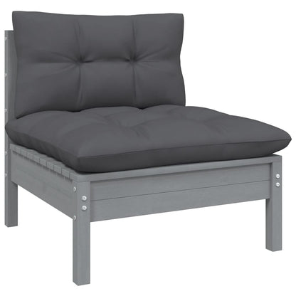 vidaXL Solid Pinewood Patio Lounge Set 12 Piece with Cushions Multi Colors-0