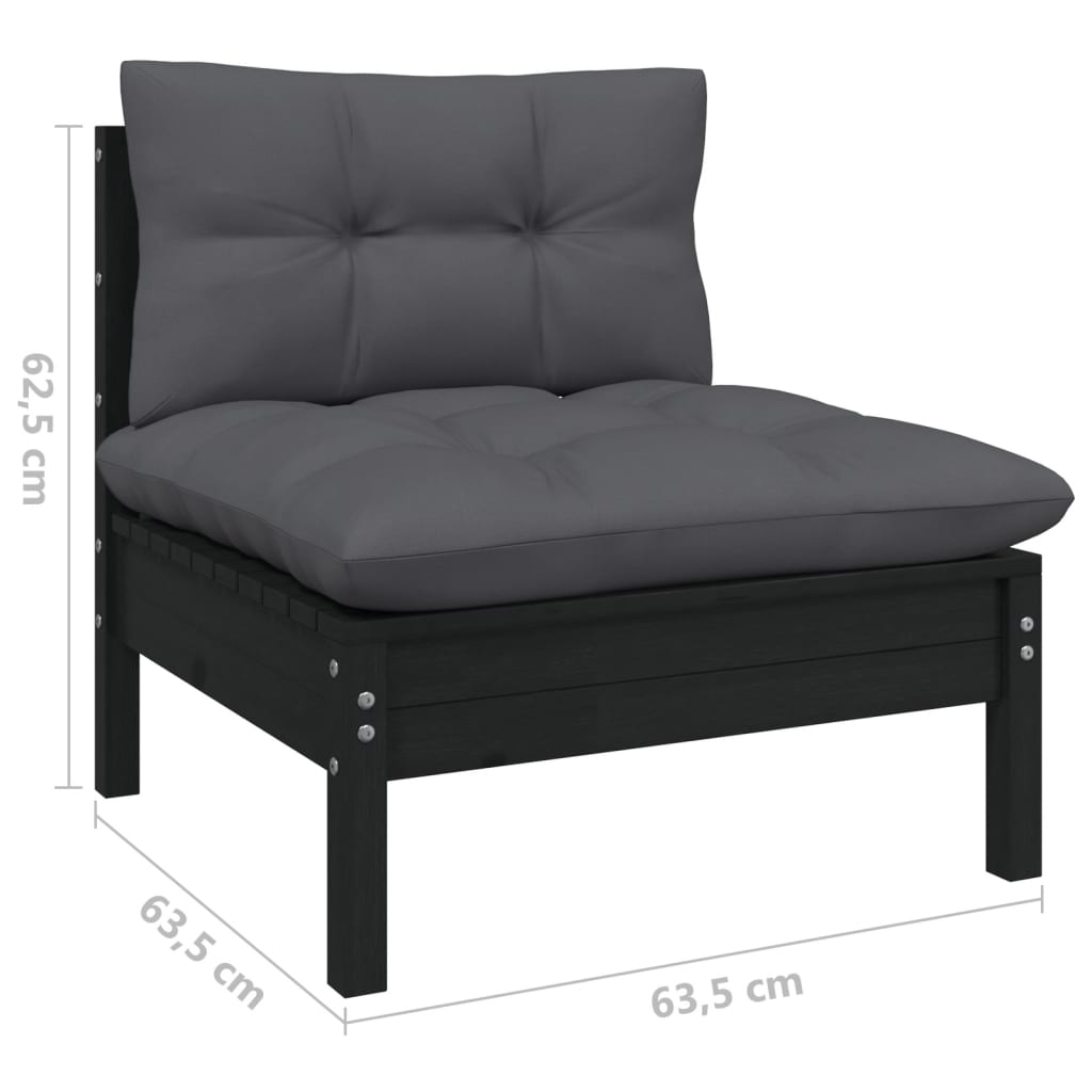vidaXL Solid Pinewood Patio Lounge Set 12 Piece with Cushions Multi Colors-4