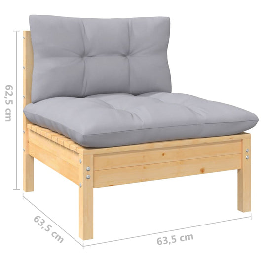 Piece black solid pinewood garden lounge set with cushions.