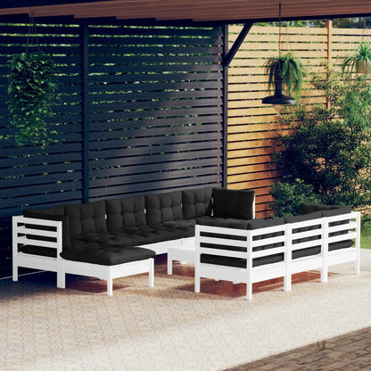 vidaXL Solid Pinewood Patio Lounge Set 11 Piece with Cushions Multi Colors-1