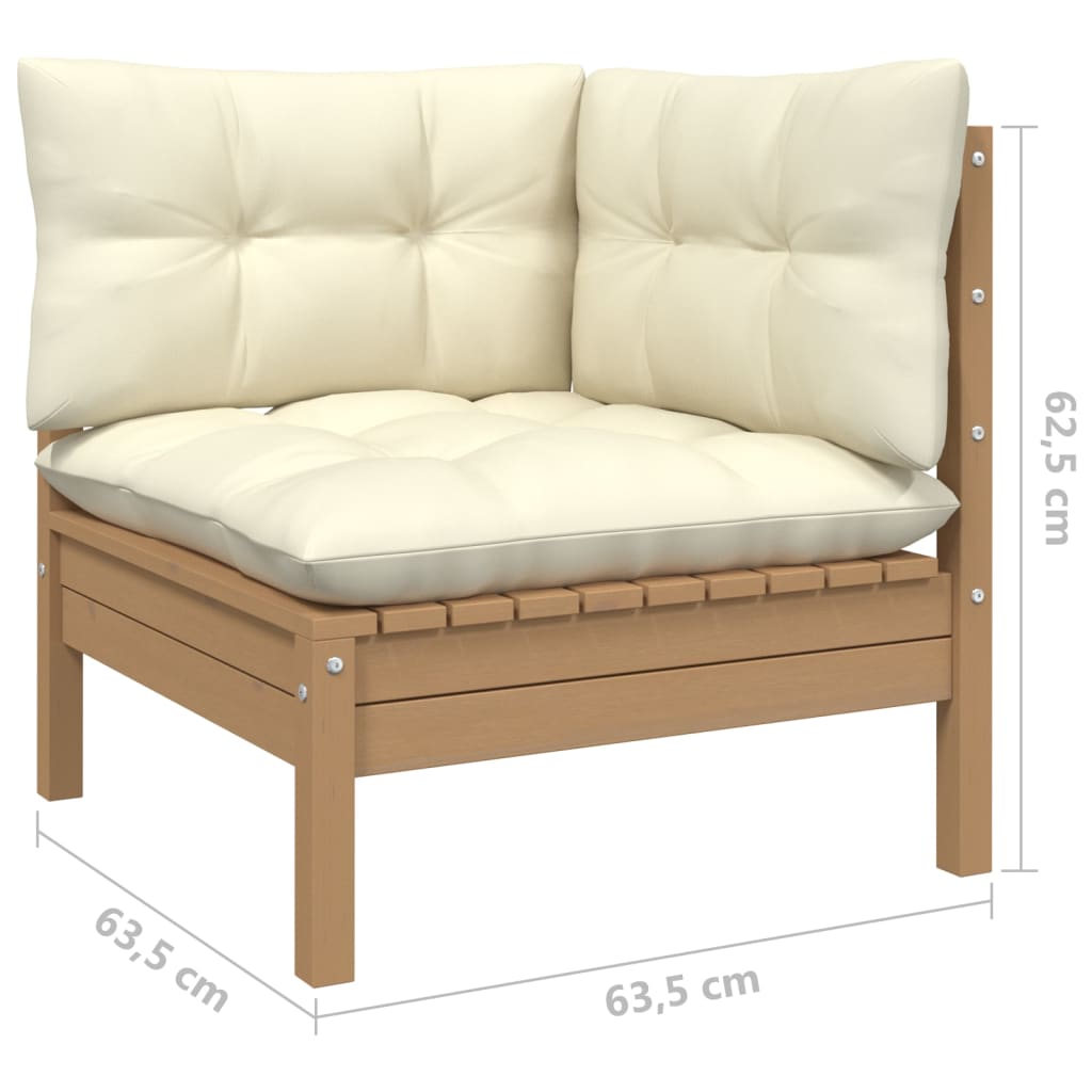 vidaXL Solid Pinewood Patio Lounge Set 11 Piece with Cushions Multi Colors-4
