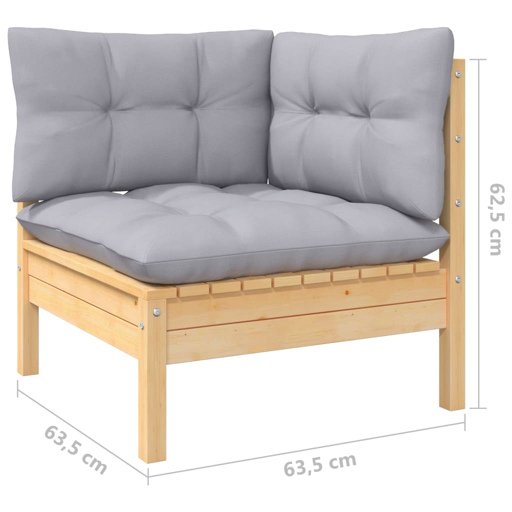 vidaXL Solid Pinewood Patio Lounge Set 13 Piece with Cushions Multi Colors-4