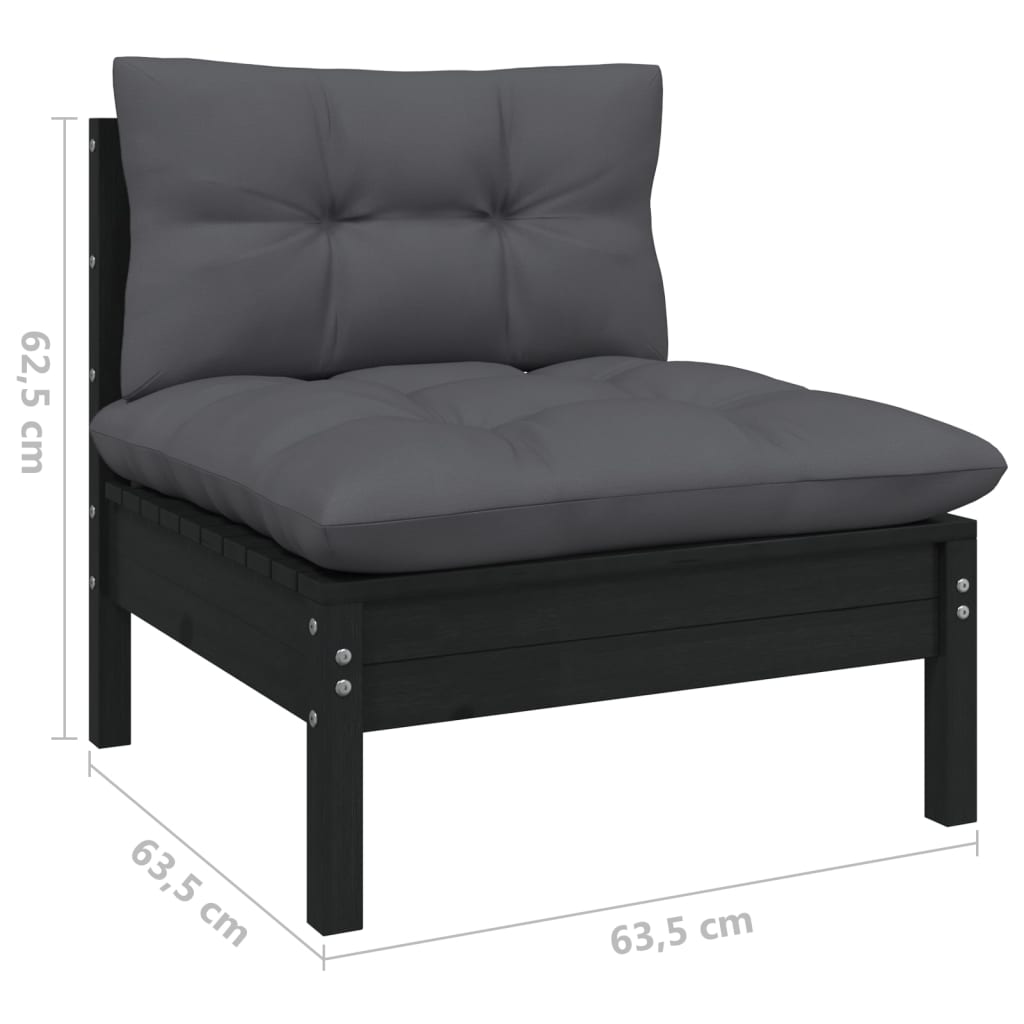 vidaXL Solid Pinewood Patio Lounge Set 12 Piece with Cushions Multi Colors-0