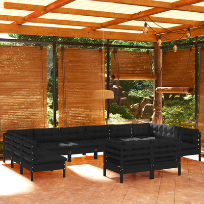 vidaXL Solid Pinewood Patio Lounge Set 12 Piece with Cushions Multi Colors-5