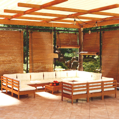 vidaXL Solid Pinewood Patio Lounge Set 14 Piece with Cushions Multi Colors-8