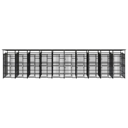 vidaXL Outdoor Dog Kennel with Roof Steel 198.4 ft²-0