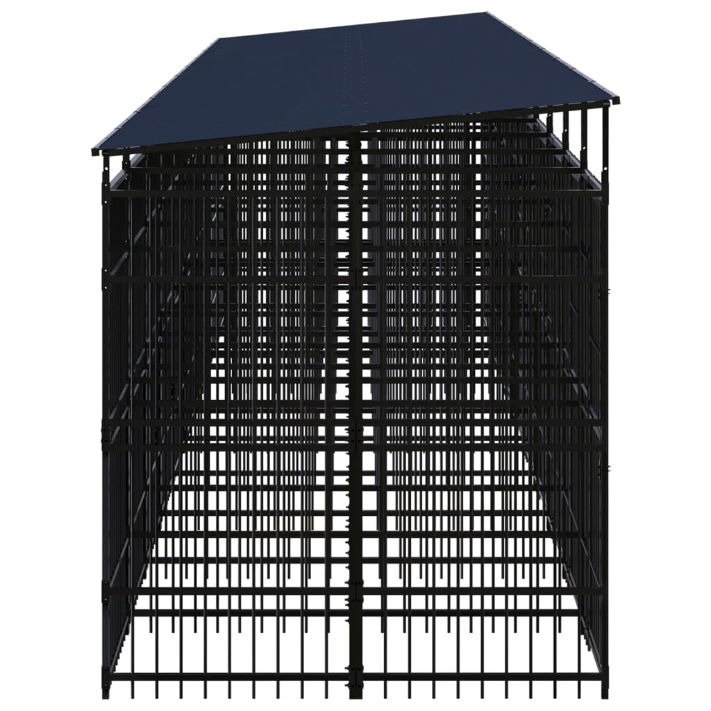 vidaXL Outdoor Dog Kennel with Roof Steel 198.4 ft²-1