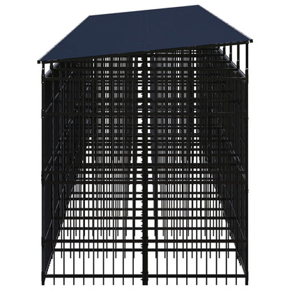 vidaXL Outdoor Dog Kennel with Roof Steel 198.4 ft²-1