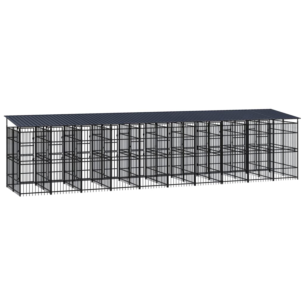 vidaXL Outdoor Dog Kennel with Roof Steel 198.4 ft²-2