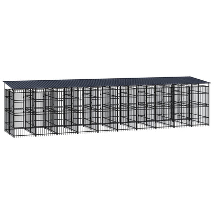 vidaXL Outdoor Dog Kennel with Roof Steel 198.4 ft²-2