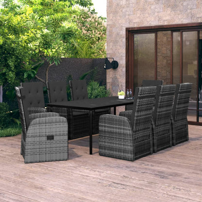 vidaXL Patio Dining Set 7 Piece with Cushions Garden Furniture Black/Gray-3