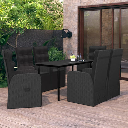 vidaXL Patio Dining Set 7 Piece with Cushions Garden Furniture Black/Gray-5