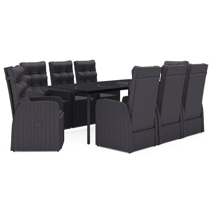 vidaXL Patio Dining Set 7 Piece with Cushions Garden Furniture Black/Gray-0