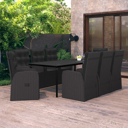 vidaXL Patio Dining Set 7 Piece with Cushions Garden Furniture Black/Gray-4