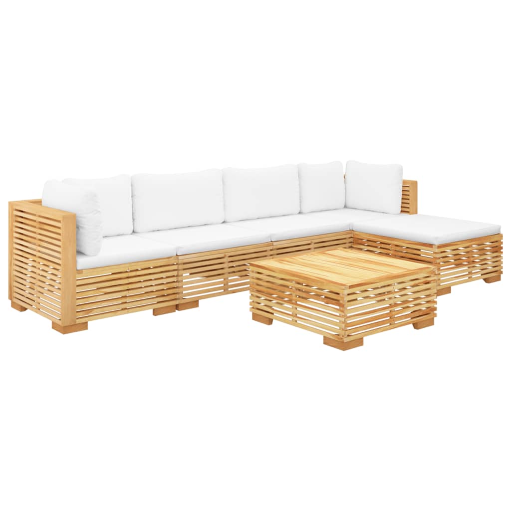 vidaXL 6 Piece Patio Lounge Set with Cushions Solid Wood Teak-1