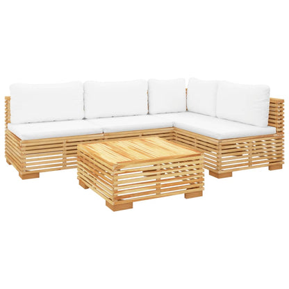 vidaXL 5 Piece Patio Lounge Set with Cushions Solid Wood Teak-1