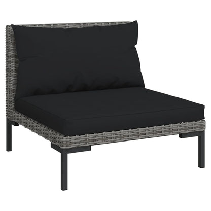 vidaXL 6 Piece Patio Lounge Set with Cushions Poly Rattan Dark Gray-1