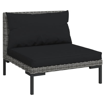 vidaXL 11 Piece Patio Lounge Set with Cushions Poly Rattan Dark Gray-1