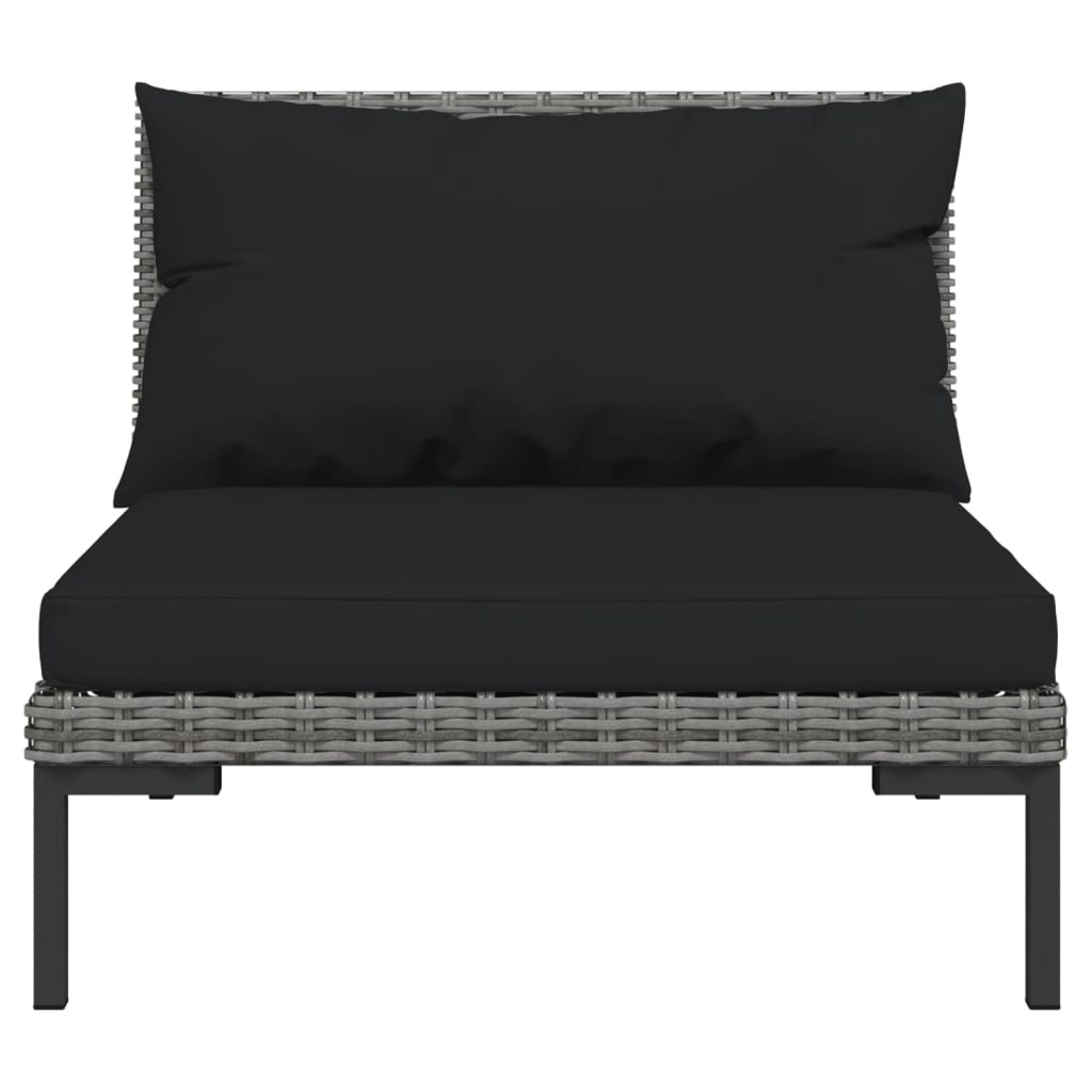 vidaXL 11 Piece Patio Lounge Set with Cushions Poly Rattan Dark Gray-2