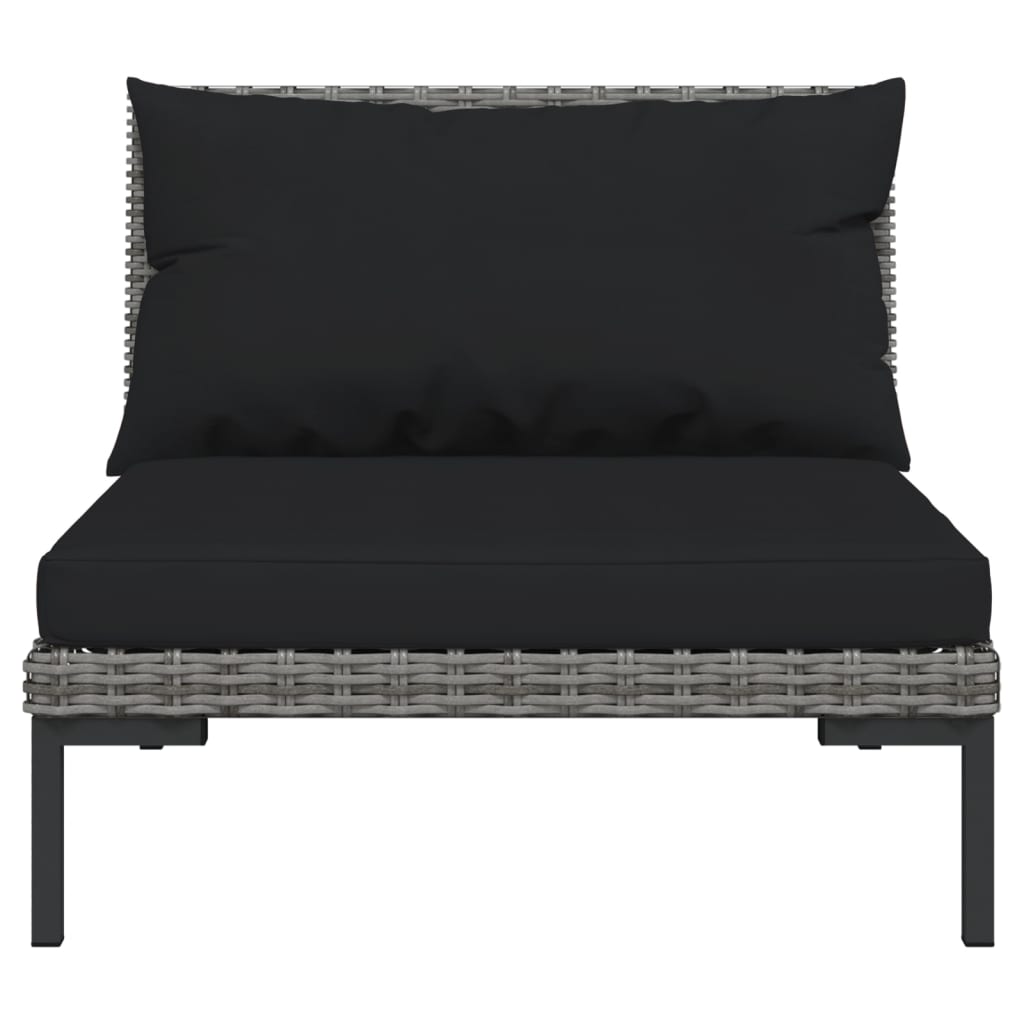 vidaXL 11 Piece Patio Lounge Set with Cushions Poly Rattan Dark Gray-2