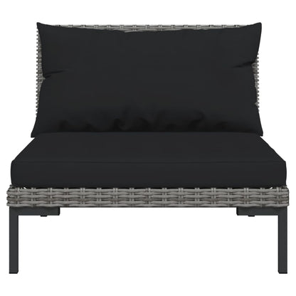 vidaXL 11 Piece Patio Lounge Set with Cushions Poly Rattan Dark Gray-2