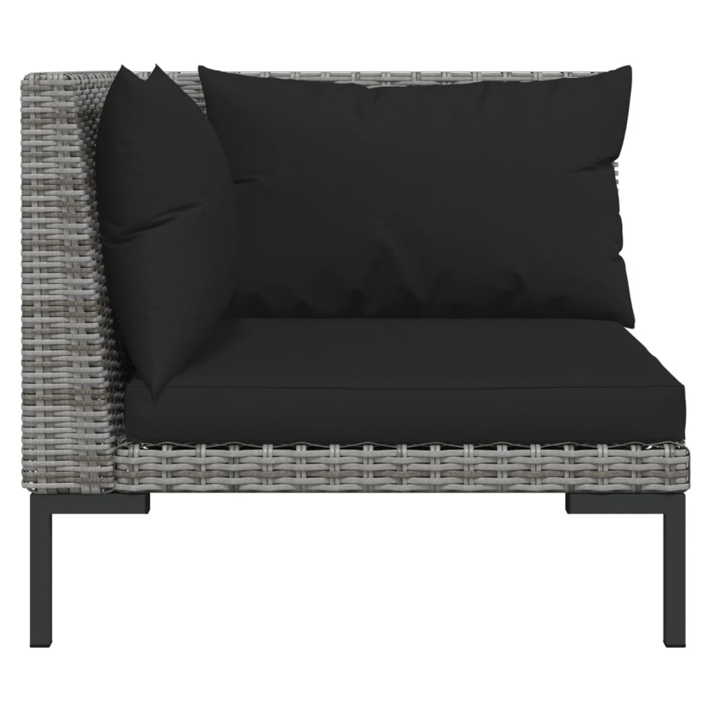 vidaXL 11 Piece Patio Lounge Set with Cushions Poly Rattan Dark Gray-4