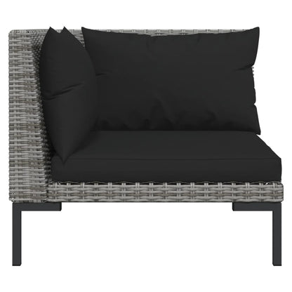 vidaXL 11 Piece Patio Lounge Set with Cushions Poly Rattan Dark Gray-4