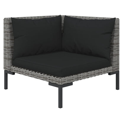 vidaXL 6 Piece Patio Lounge Set with Cushions Poly Rattan Dark Gray-4