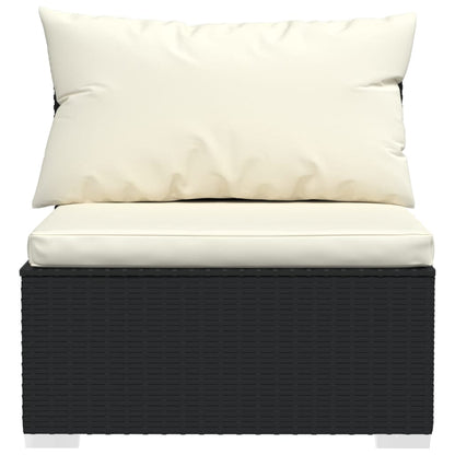 vidaXL 9 Piece Patio Lounge Set with Cushions Poly Rattan Black-2