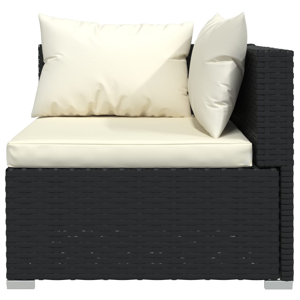 vidaXL 9 Piece Patio Lounge Set with Cushions Poly Rattan Black-4