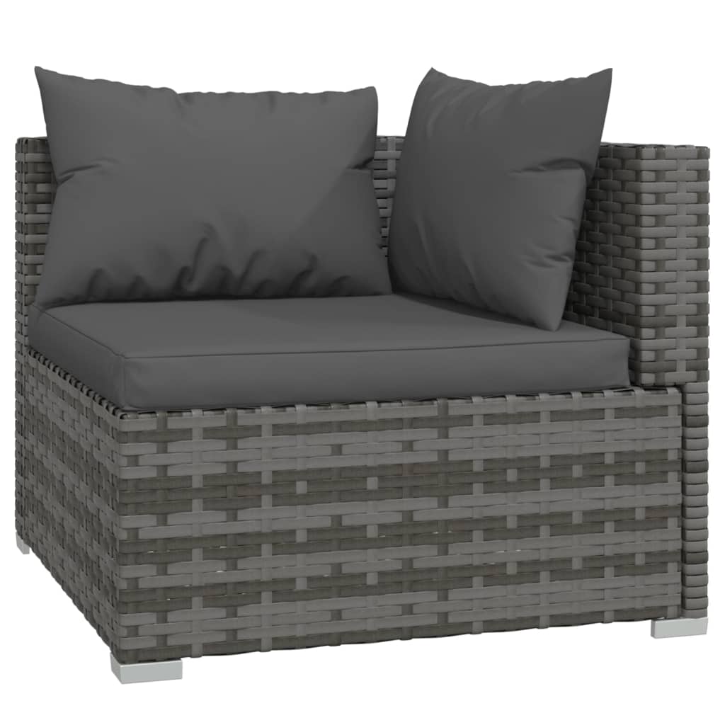 vidaXL 8 Piece Patio Lounge Set with Cushions Poly Rattan Gray-2