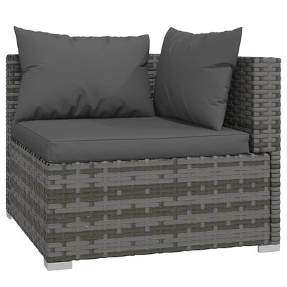 vidaXL 8 Piece Patio Lounge Set with Cushions Poly Rattan Gray-2
