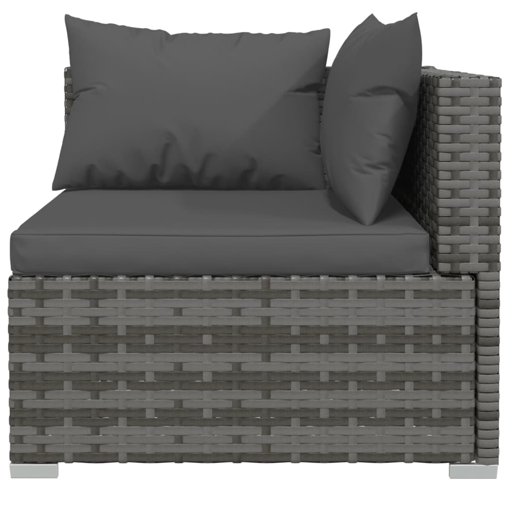 vidaXL 8 Piece Patio Lounge Set with Cushions Poly Rattan Gray-3