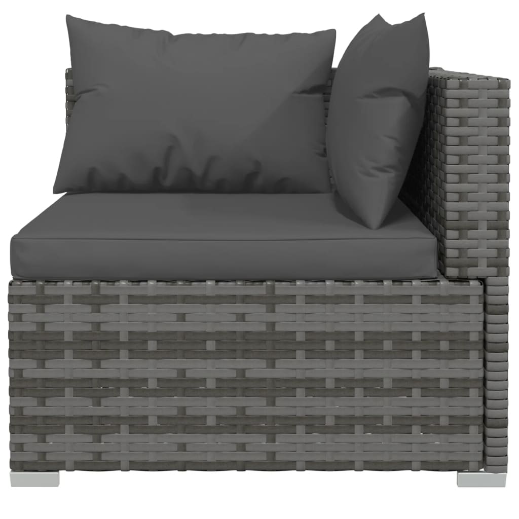 vidaXL 12 Piece Patio Lounge Set with Cushions Poly Rattan Gray-2