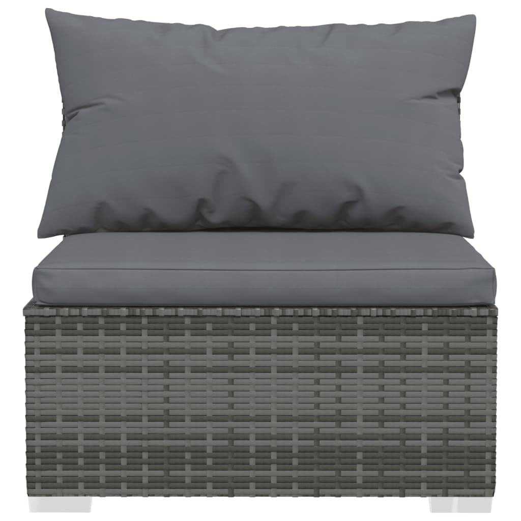 vidaXL 12 Piece Patio Lounge Set with Cushions Poly Rattan Gray-4